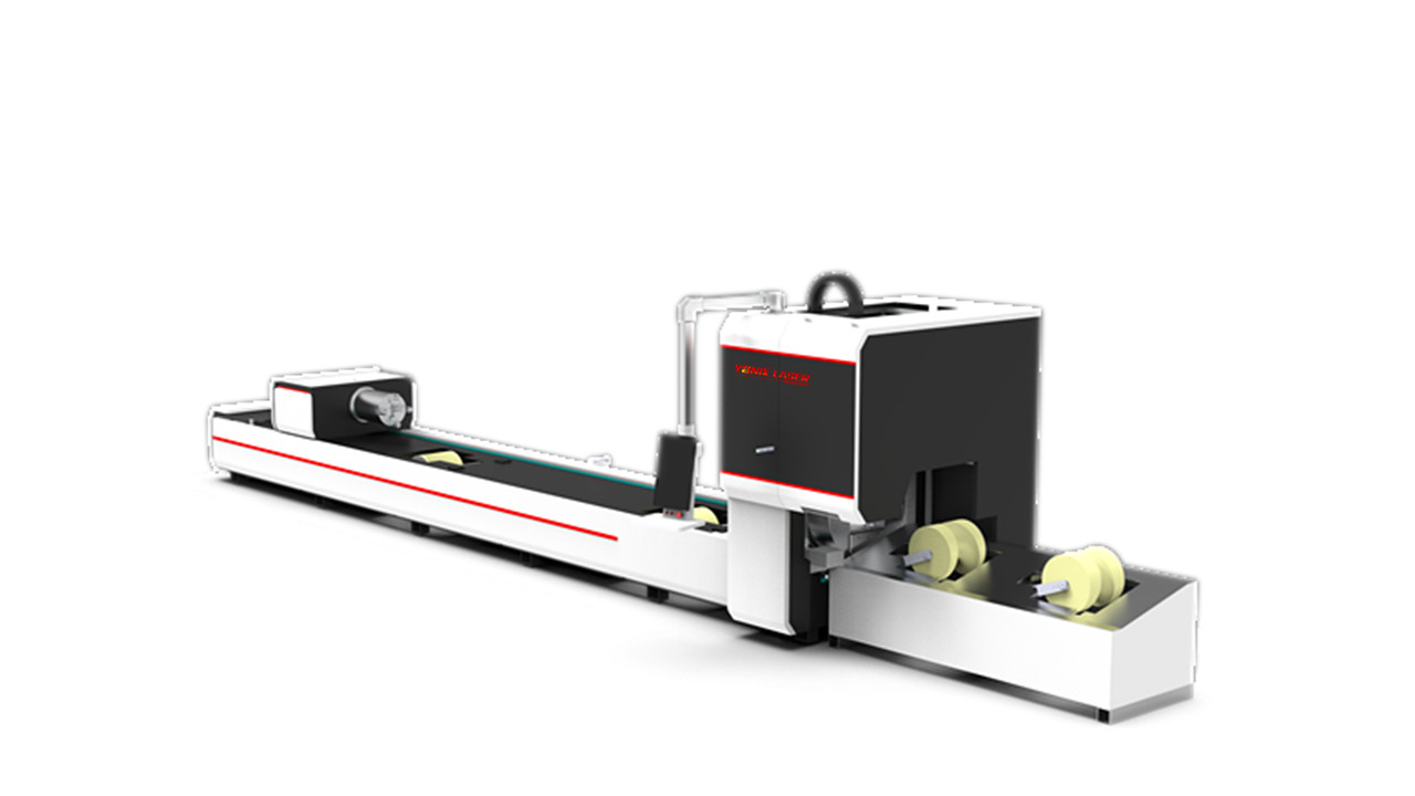 Two Chucks 6016 6035 Universal Fiber Laser Pipe Cutting Machine For Round Pipe Square Tube Beam